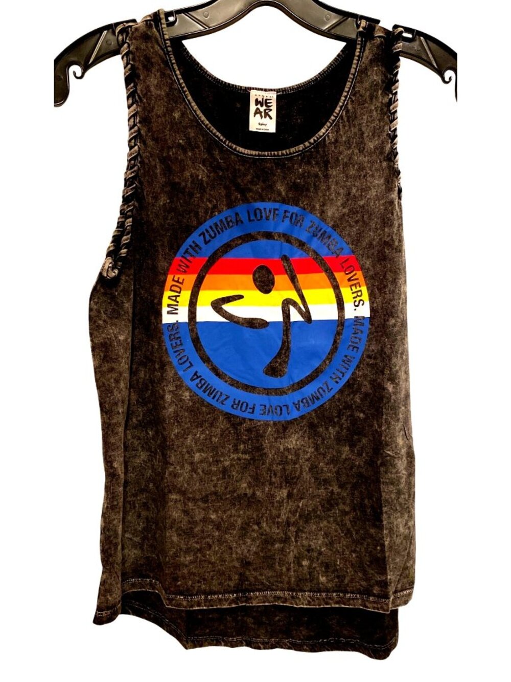Zumba Black Acid-Wash Sleeveless Tank Top Small NWT